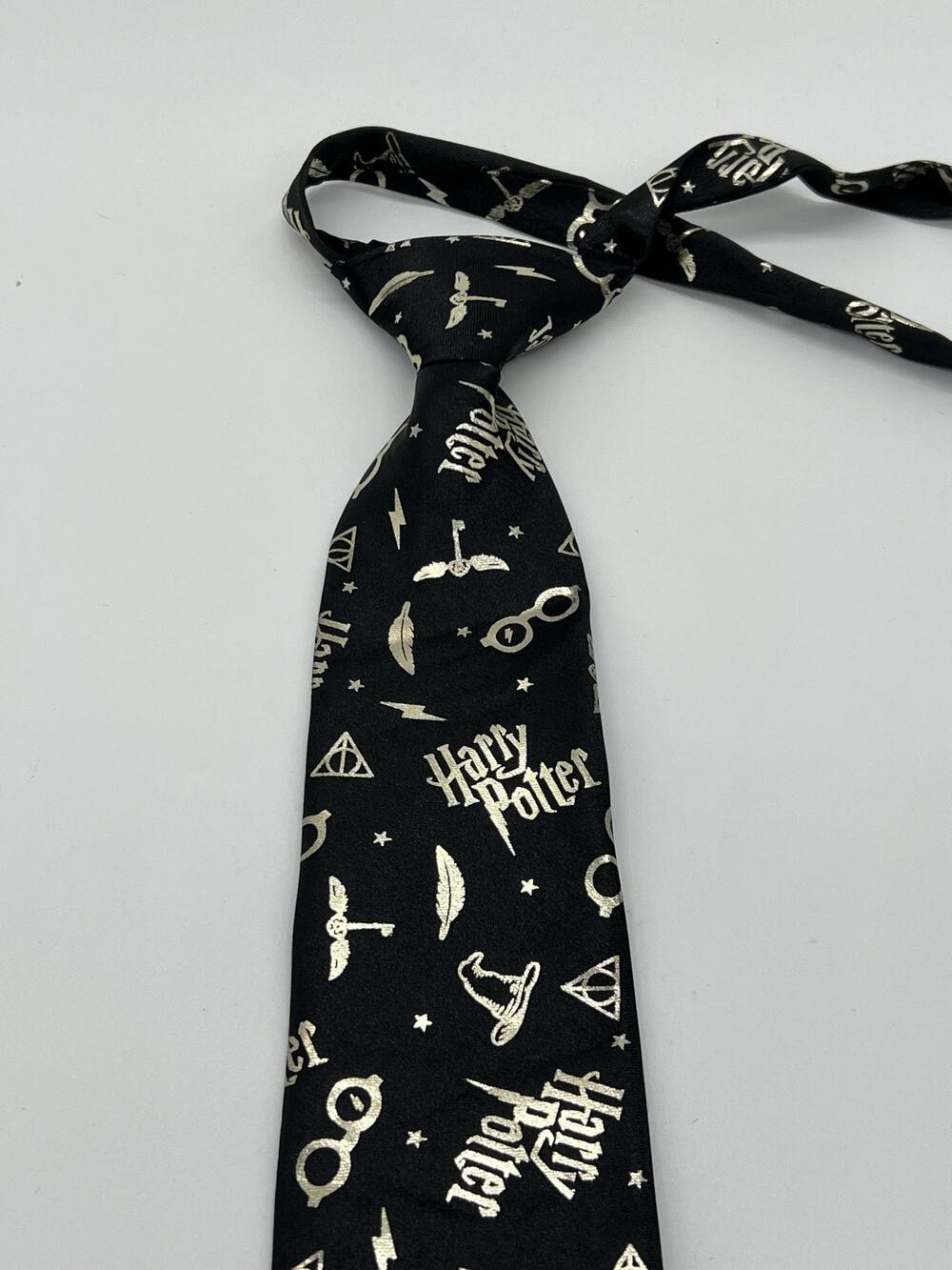 Harry Potter Tie Boys One Size Black Satin Pretied Neck Tie Wizarding World